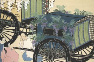 Hanazashi-guruma z Momoyo-gusa (Svět věcí) Vol II, pub. 1909 (barevný dřevořez) od Kamisaka Sekka