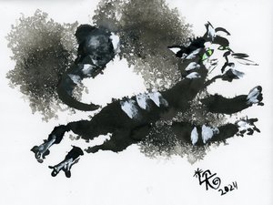 Skákající inkoustová kočka od Kanat Ibragimov