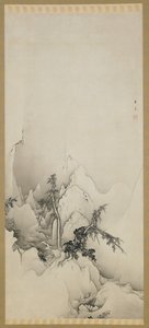 Zimní krajina: rokle, období Edo, 1883 (inkoust na papíře) od Kano Hogai