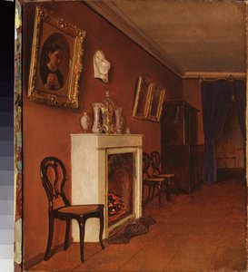 Interiér s krbem - Obraz Kapitona Alexejeviče Zelencova (1790-1845), olej na plátně od Kapiton Alekseevich Zelentsov