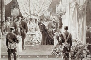 Pohřeb císaře Alexandra III v katedrále svatého Petra a Pavla v Petrohradě, 1894. od Karel Brozh