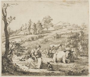 Pastýřka mluví se svým psem od Karel Dujardin
