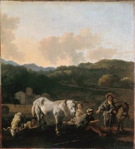 Sedláci a bílý kůň od Karel Dujardin