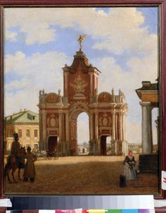 Červené brány v Moskvě. Obraz Karla Petroviče Bodriho (1812-1894). Olej na plátně, 46 x 34 cm od Karl-Fridrikh Petrovich Bodri