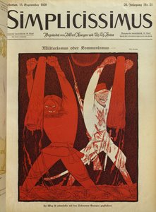 Militarismus nebo komunismus, ilustrace na obálce knihy "Simplicissimus