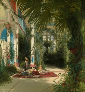 Interiér Palm House na Pfaueninsel poblíž Postupimi, 1834.