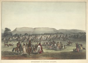 Tábořiště indiánů Piekann, hospoda. 1842 od Karl Bodmer