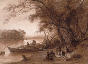 Tábořiště cestovatelů na Missouri od Karl Bodmer