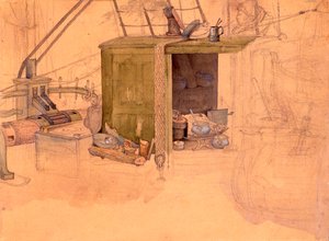 Kuchyně na lodi Janus od Karl Bodmer