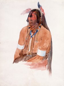 Pravděpodobně Ahschüpsa-Masihichsi, Hidatsa Man (akvarel a grafit na papíře) od Karl Bodmer