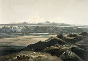 Pohled na Skalisté hory, deska 44 ze svazku 2 „Cesty ve vnitrozemí Severní Ameriky“, vyryl Sigismond Himely (1801-72) 1844 (akvatinta) od Karl Bodmer