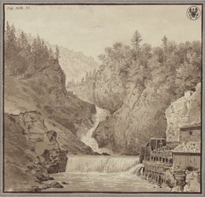 Pohled na vodopád u Lendu v Salcbursku od Karl Friedrich Schinkel