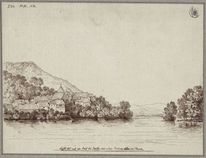 Pohled na vesnici u Štýrského Hradce z mostu přes Muru od Karl Friedrich Schinkel
