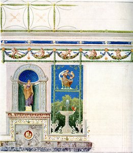 Berlín, Wilhelmplatz. Palác prince Karla Pruského, jídelna. Návrh na stěnu a strop od Karl Friedrich Schinkel