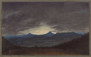České pohoří za soumraku od Karl Friedrich Schinkel