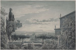 Rezidence knížete. Soukromá zahrada knížecího páru s pohledem na město a moře od Karl Friedrich Schinkel
