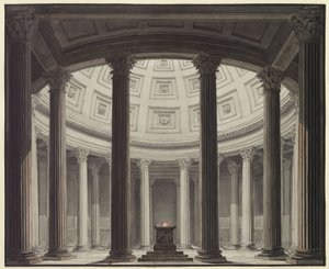 Vestálka. Opera Gaspara Spontiniho. Návrh pro 2. dekoraci. Pohled do chrámu Vesty od Karl Friedrich Schinkel