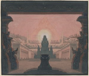 Kouzelná flétna. Opera Wolfganga Amadea Mozarta. Návrh pro 12. dekoraci. Sarastrův chrám slunce od Karl Friedrich Schinkel