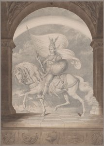 Jezdec na koni v plné zbroji / Génius Pruska jako rytíř od Karl Friedrich Schinkel