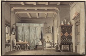 Faust. Drama Johanna Wolfganga von Goetha. Návrh dekorace. Markétin pokoj od Karl Friedrich Schinkel