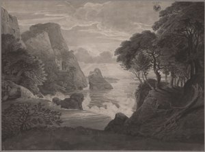 Skalnatá pobřežní krajina s hradem od Karl Friedrich Schinkel