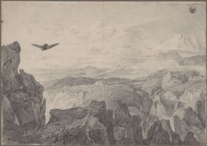 Horská krajina s vznášejícím se orlem od Karl Friedrich Schinkel