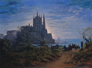 Gotický kostel na skále u moře, 1815 od Karl Friedrich Schinkel