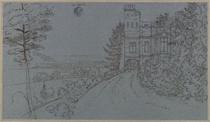 Köstritz. Umělá zřícenina v zámeckém parku (?) od Karl Friedrich Schinkel