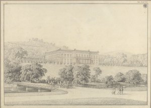 Kressendorf (Krzeszowice) u Krakova. Zámek. Perspektivní pohled od Karl Friedrich Schinkel