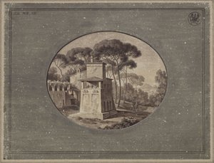 „Mléčná farma v borovém háji vily Borghese u Říma“ / Casa Cenci v parku vily Borghese v Římě od Karl Friedrich Schinkel