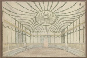 Merseburg. Zámek. Návrh výzdoby sálu při příležitosti oslav holdování Fridrichu Vilémovi III. Pruskému od Karl Friedrich Schinkel