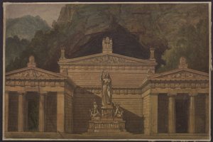 Olimpia. Opera Gaspara Spontiniho. Návrh pro 4. dekoraci. Dianin chrám od Karl Friedrich Schinkel