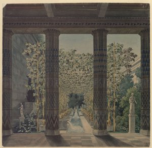 Palác Orianda na Krymu. Antický návrh. Císařská zahrada od Karl Friedrich Schinkel