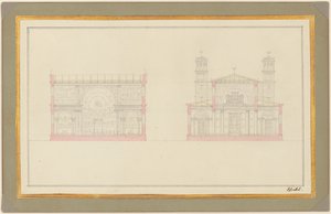 Část křižovatky a západní konec katedrály pro Berlín od Karl Friedrich Schinkel
