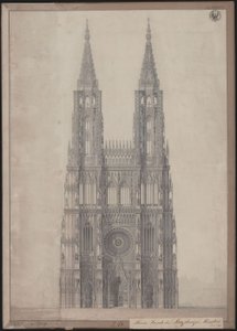 Štrasburk. Katedrála. Návrh na dokončení západního průčelí od Karl Friedrich Schinkel
