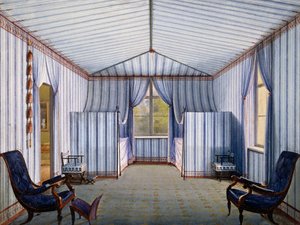 Stanová místnost v paláci Charlottenhof, po roce 1830, akvarel od Karla Friedricha Schinkela (1781-1841) od Karl Friedrich Schinkel