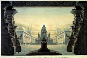 Divadelní výzdoba: Dekor pro operu „La flétna enchante (Die Zauberflote) Wolfganga Amadea Mozarta na libreto Emanuela Schikanedera. Kresba Karla Schinkela (1781-1841) od Karl Friedrich Schinkel