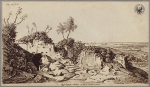 Mezi Syrakusami a Lentini s pohledem na Augustu a moře od Karl Friedrich Schinkel