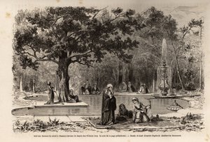Kief žen serail ve Flamour-Javuzu (Flavour Javuzu), v paláci Konstantinopole (dnešní Itamboul), Turecko, kresba Karla Girardeta (1813-1871), pro ilustraci návštěvy serail v roce 1860 od anonymní ženy. Gravírování v "