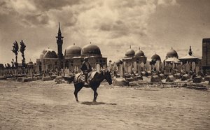 Damašek, hrob Fatimy (černobílá fotografie)