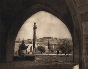 Jeruzalém, pohled na Olivetskou horu z místa chrámu (č/b foto) od Karl Grober