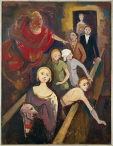 Na schodech s andělem od Karl Hofer