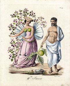 Muž a žena z kmene VIII (tisk) od Karl Joseph Brodtmann