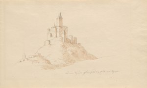 Starý hrad Gutenfels poblíž Kaub na Rýně od Karl Julius Von Leypold