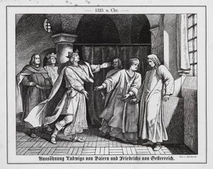 Smíření Ludvíka z Wittelsbachu a Fridricha Habsburského od Karl Ludwig Adolf Ehrhardt