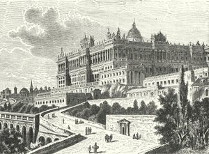 Královský palác, Madrid, Španělsko (rytina) od Karl Muller