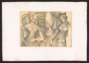Čtyři vrouwen en dva muži Návrhy a studie holandského mistra z 15. století. Století. Na základě originálů uchovávaných v Královské knihovně v Berlíně (název série)
