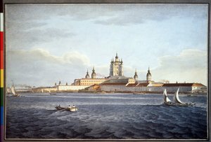 Klášter Smolny v Petrohradě (Klášter Smolnyj v Petrohradě). Kresba Karla Petroviče Beggrova (1799-1875). Akvarel na papíře