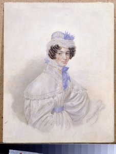 Portrét Anny Borisovny Bakuninové (1802-1835). Dílo Karla Pavloviče Briullova (Briullova) (1799-1852), akvarel na papíře od Karl Pavlovich Bryullov