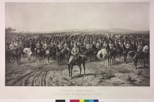 Císař František Josef I. na vrcholu uherské teritoriální armády od Karl Ritter Von Kobierski